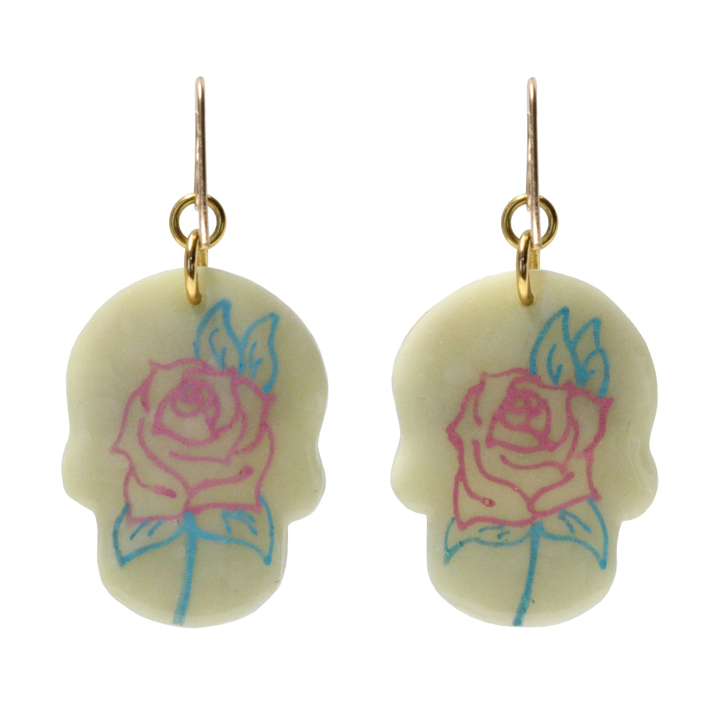 Glow in the Dark Sugar Skull Earrings - Reverse View