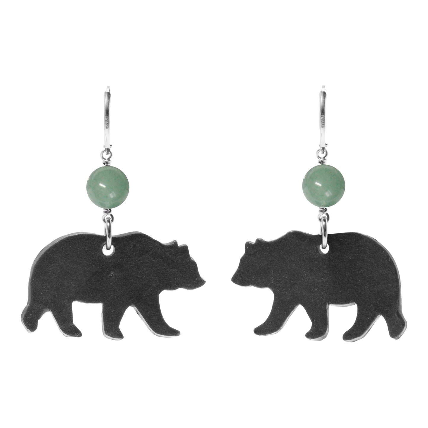 Night Forest Bear Earrings / 57mm length / northern lights / sterling silver leverbacks