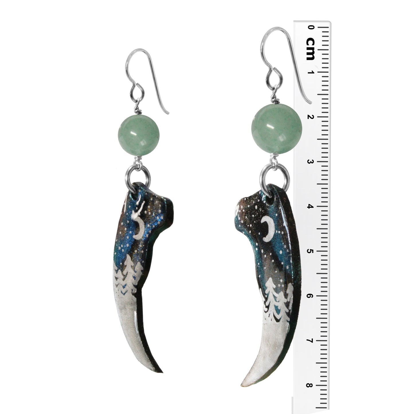 Night Forest Bear Claw Earrings / 80mm length / northern lights / sterling silver earwires