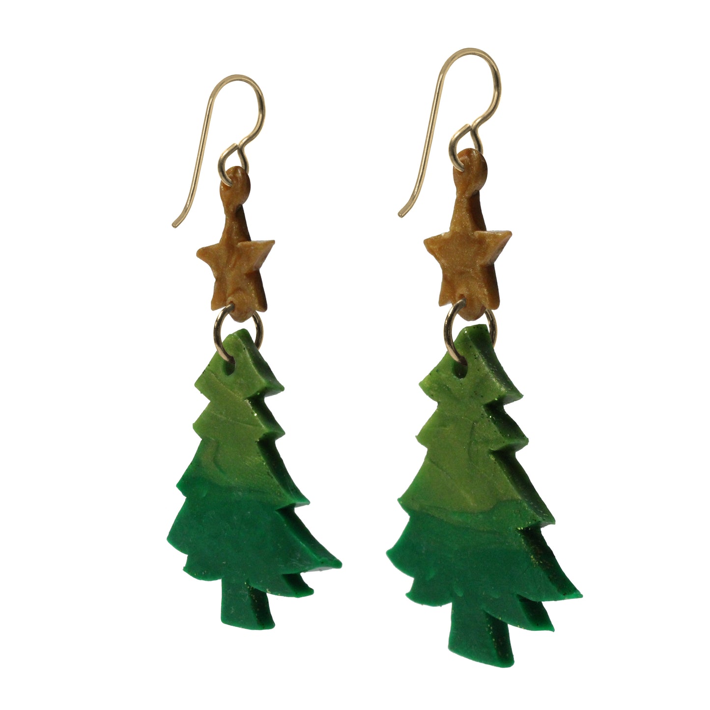 Christmas Tree Earrings / 65mm length / gold filled earwires