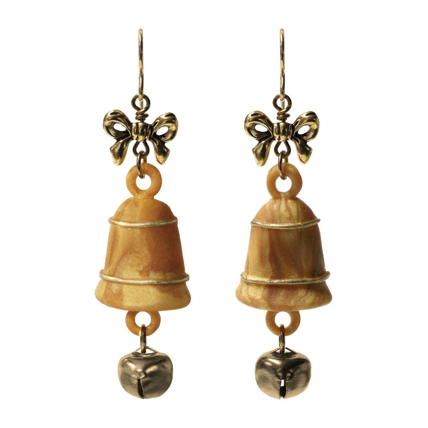 Christmas Jingle Bells Earrings / 65mm length / gold filled earwires