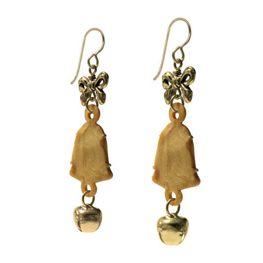 Christmas Jingle Bells Earrings / 65mm length / gold filled earwires