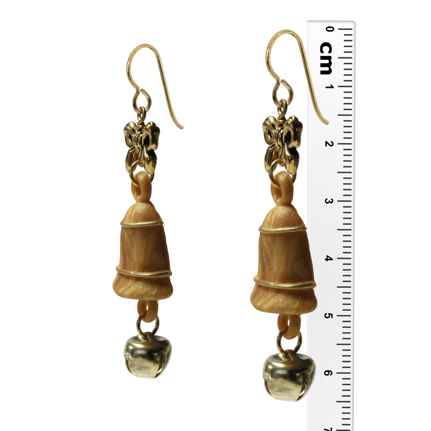 Christmas Jingle Bells Earrings / 65mm length / gold filled earwires