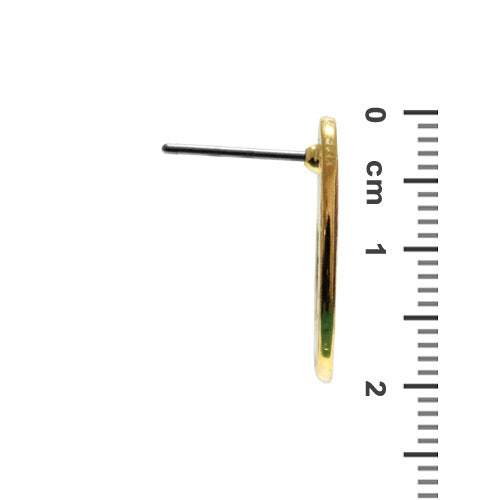 Hammertone Oval Earring Posts with hole (Pair) / Gold 24K Plated Zamak / made in EU
