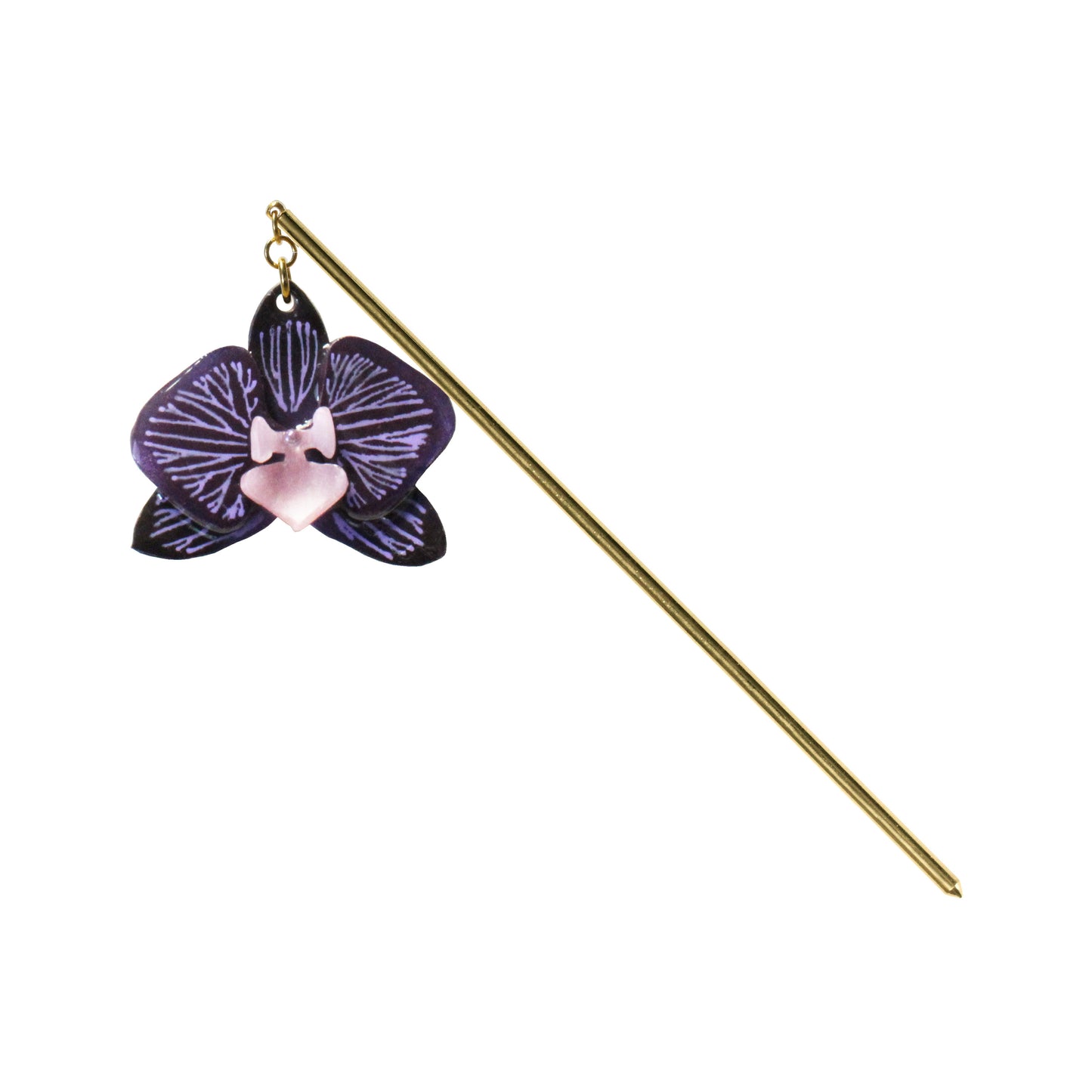 Purple Orchid Jewelry Set – Necklace, Hair Stick & Earrings