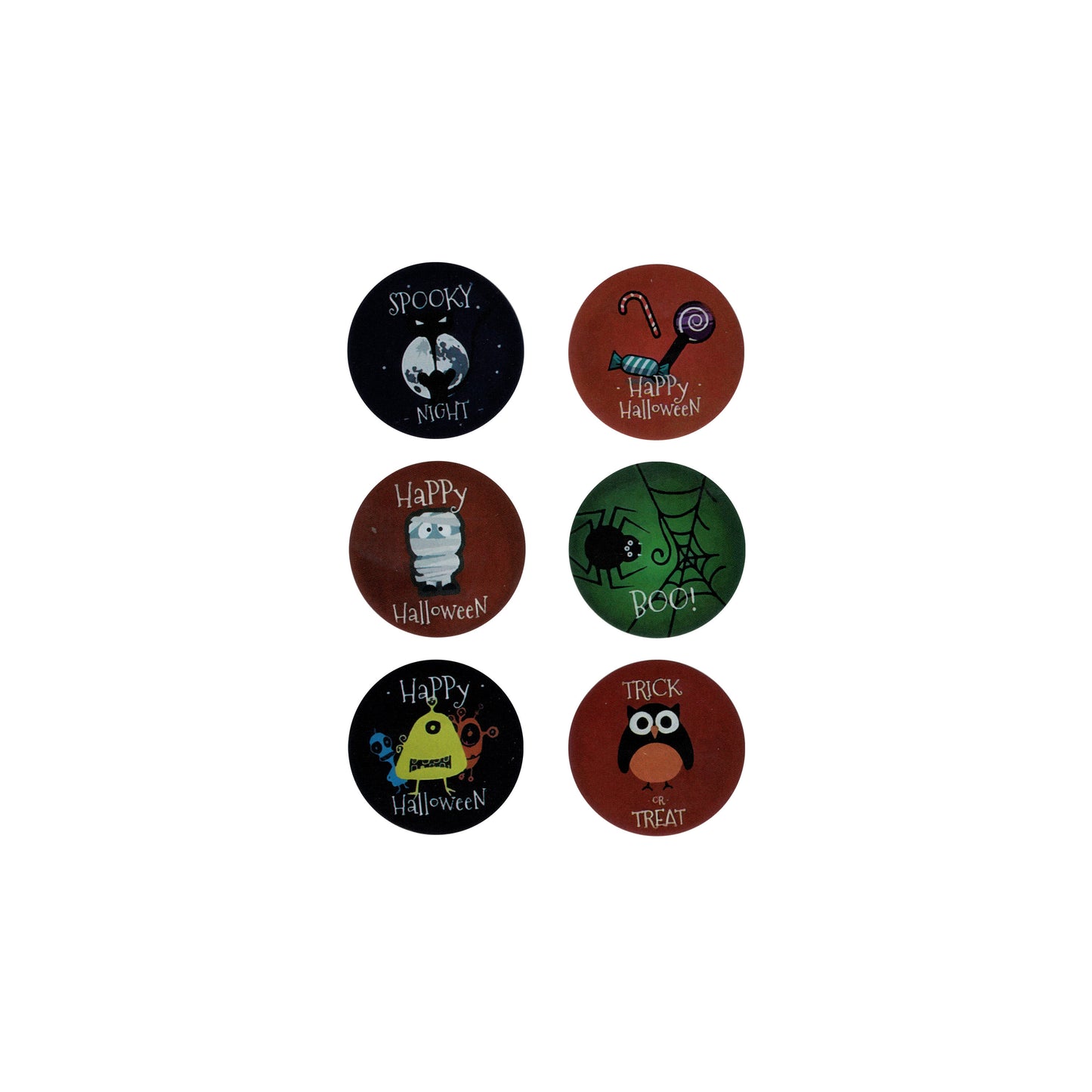 100 Halloween Stickers / 25mm diameter / peel and stick / various designs
