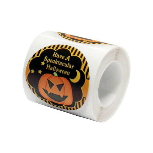 100 Spooky Pumpkin Halloween Stickers / 25mm diameter / peel and stick