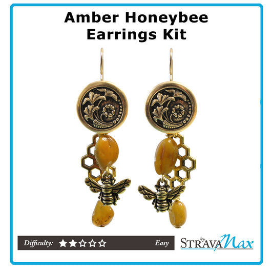 Kit for Amber Honeybee Earrings / includes step-by-step instructions / tools sold separately