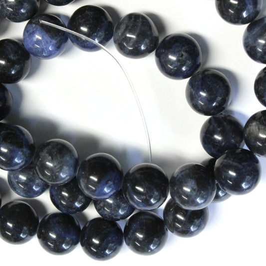 10mm Dark Sodalite / 16" Strand / natural / smooth round stone beads