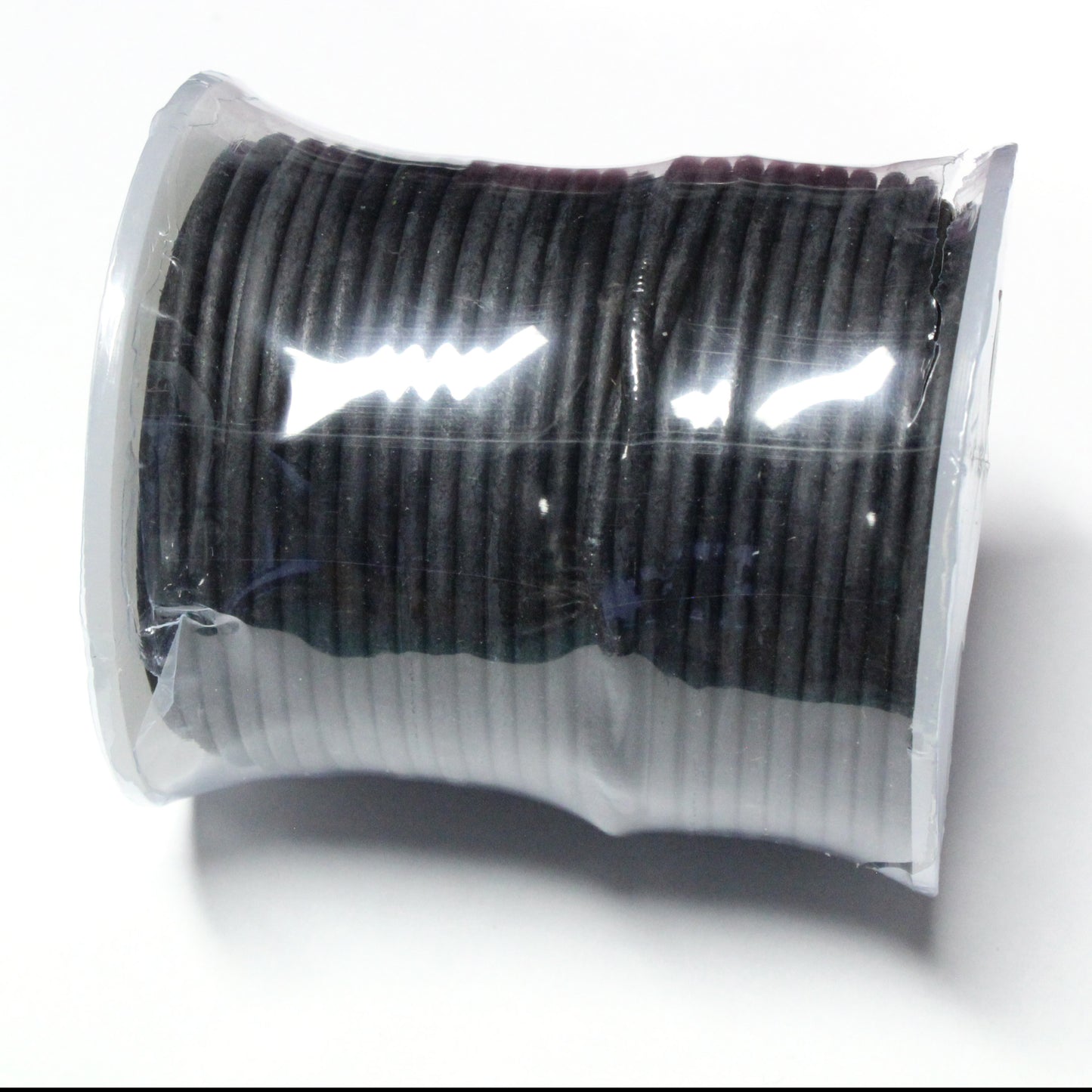NATURAL BLACK MATTE 2mm Round Leather Cord / 25m Roll