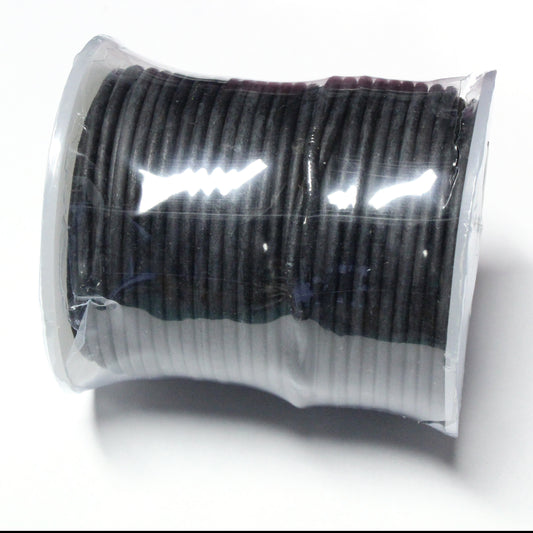 NATURAL BLACK MATTE 2mm Round Leather Cord / 25m Roll