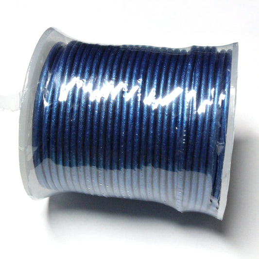 METALLIC SAPPHIRE 2mm Round Leather Cord / 25m Roll