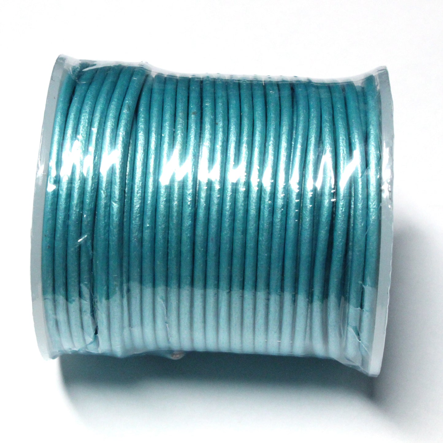 METALLIC DEEP AQUA 2mm Round Leather Cord