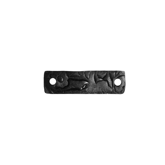 Flora Rectangle Link / gold black / handmade polymer clay / 8.5mm x 30mm
