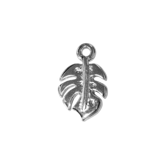 Monstera Charm / 14.5x9.5mm / Antique Silver Zamak / reverse view