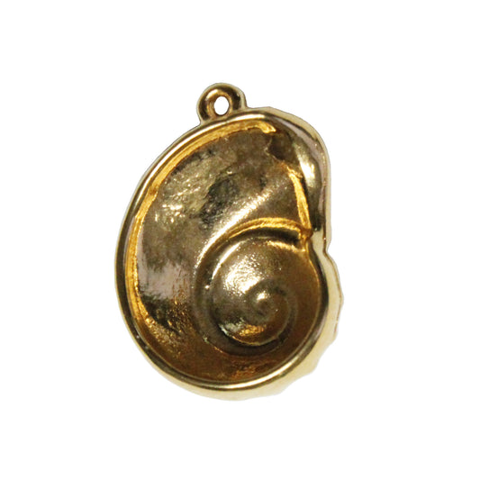 20mm Nautilus Shell Pendant / Gold 24K Plated Zamak / reverse view