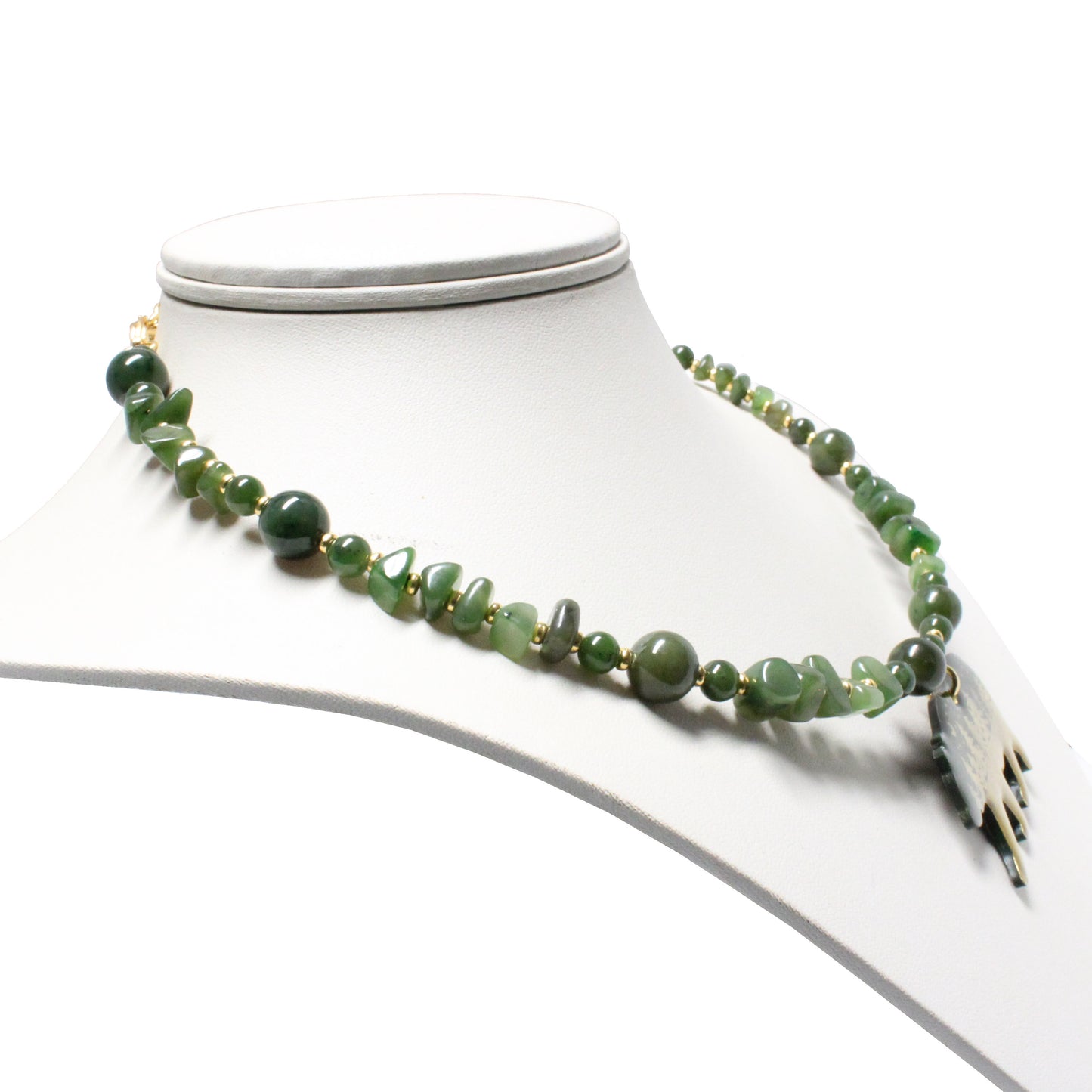 Night Forest Bear Necklace / genuine BC Jade / hand-painted pendant