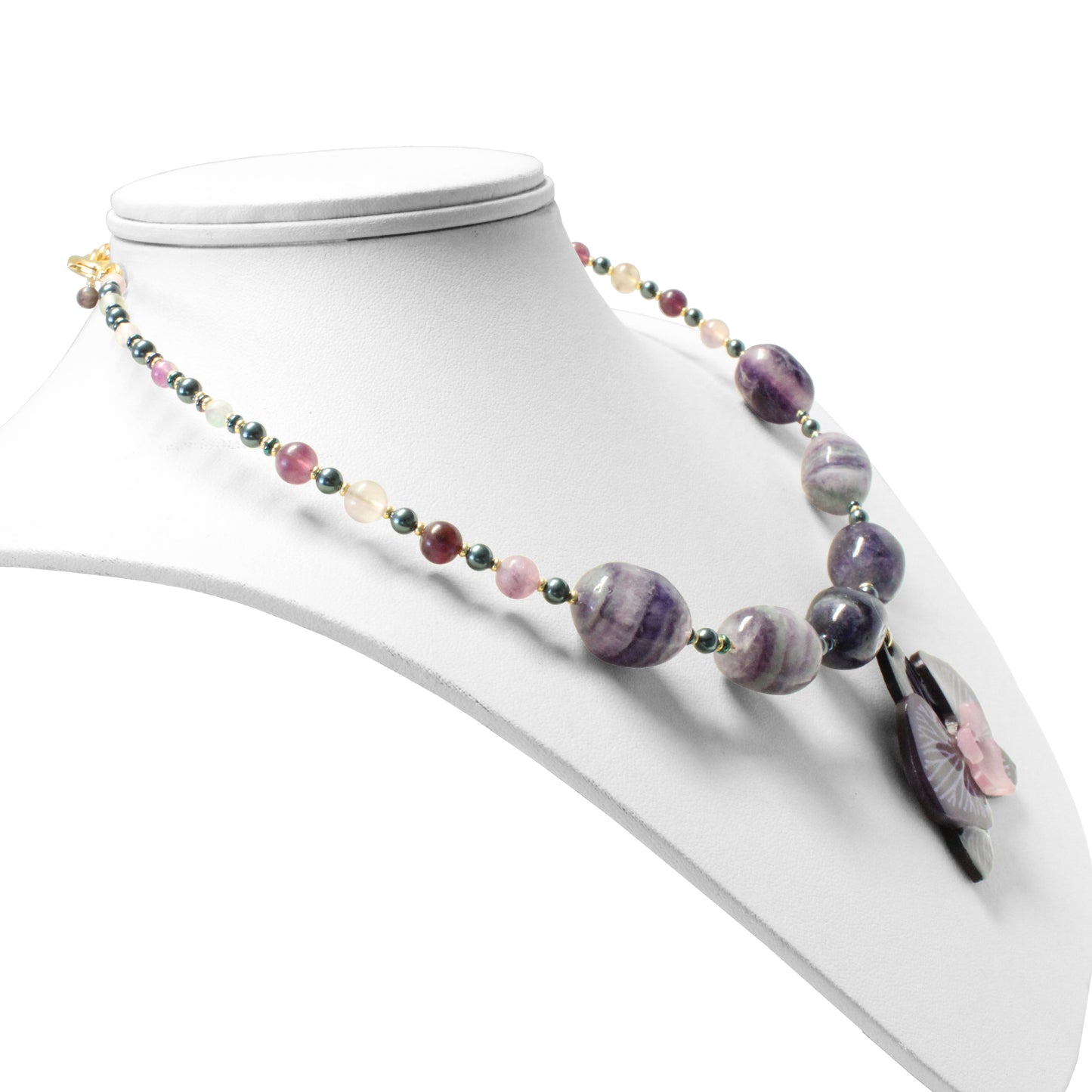 Purple Orchid Jewelry Set – Necklace, Hair Stick & Earrings