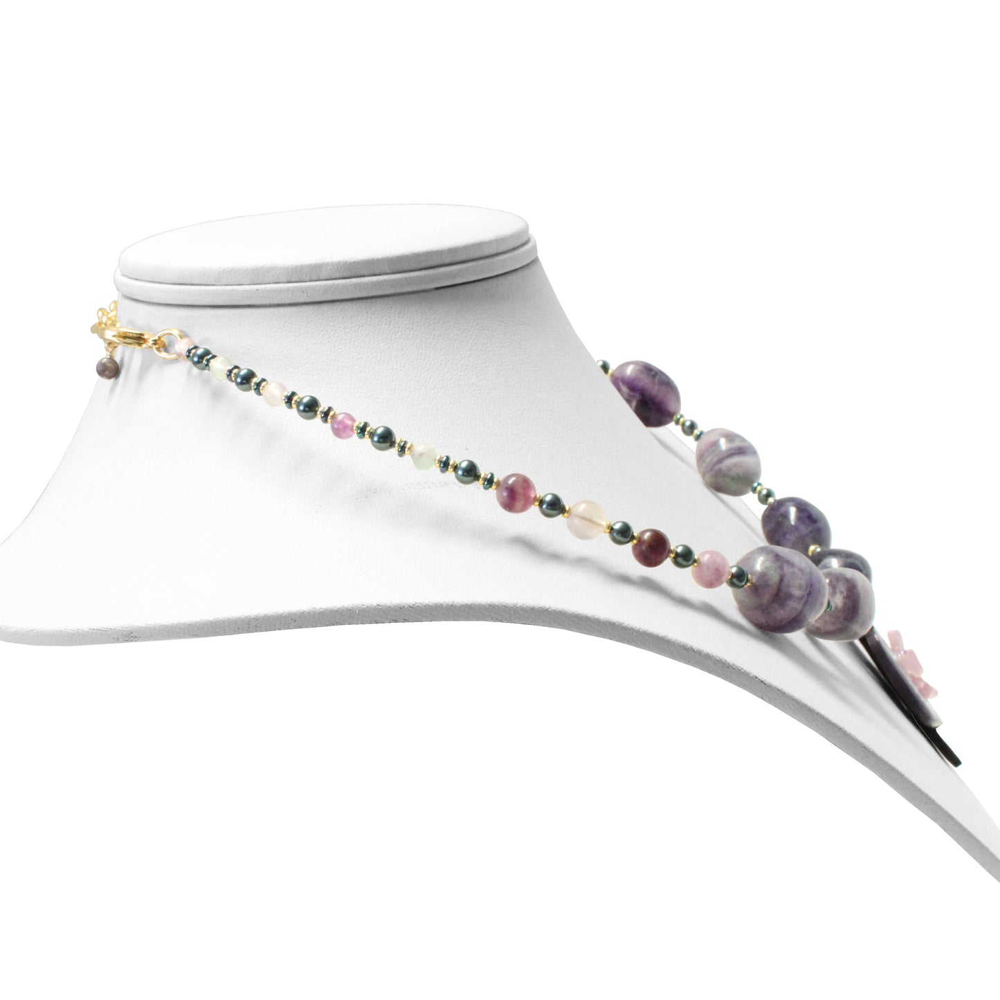 Purple Orchid Jewelry Set – Necklace, Hair Stick & Earrings