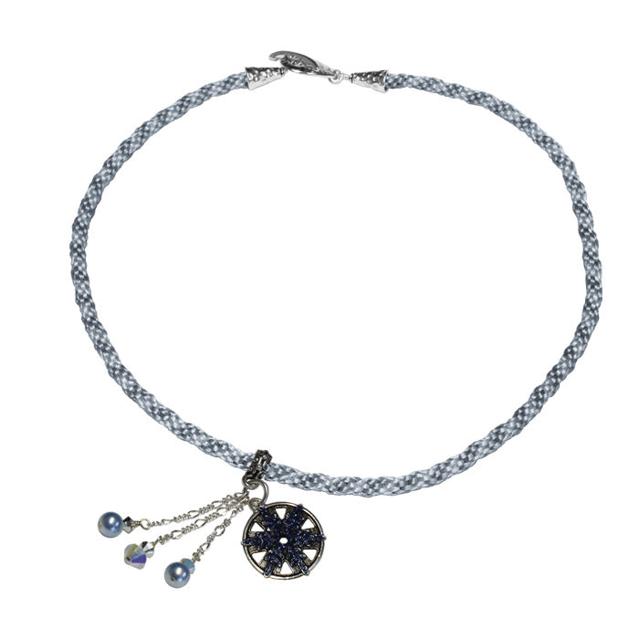 Winter Snowflake Necklace / kumihimo rope satin cord