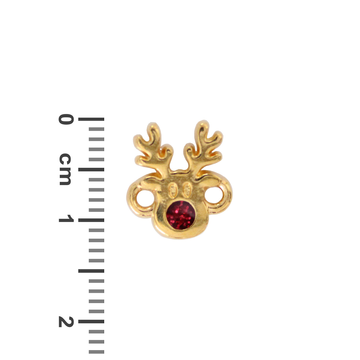 12mm Reindeer Head with red glitter nose connector link / with ruler