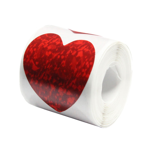 100 Red Love Heart Stickers / 25mm diameter / peel and stick
