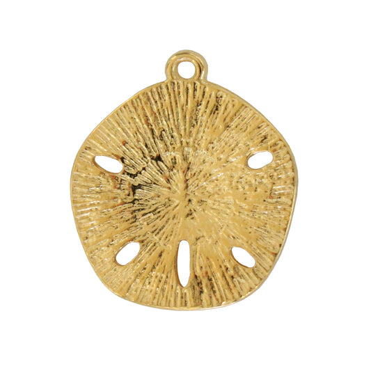 21mm Sand Dollar Charm / Gold 24K Plated Zamak / reverse view