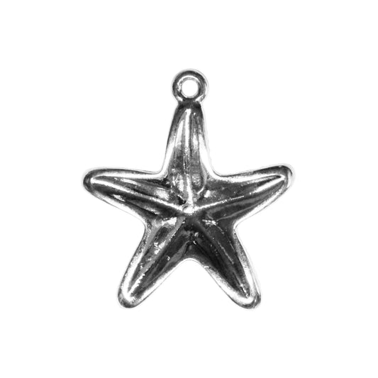 Starfish Charm / 19x17mm / Antique Silver Zamak / reverse view