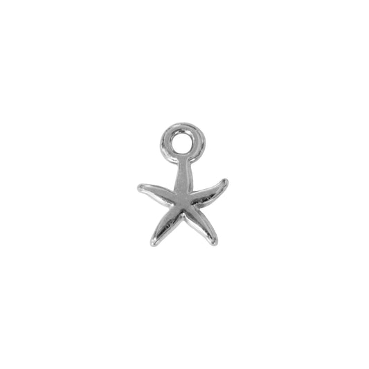 Tiny Starfish Charm / 10x7mm / Antique Silver Plated Zamak / made in EU