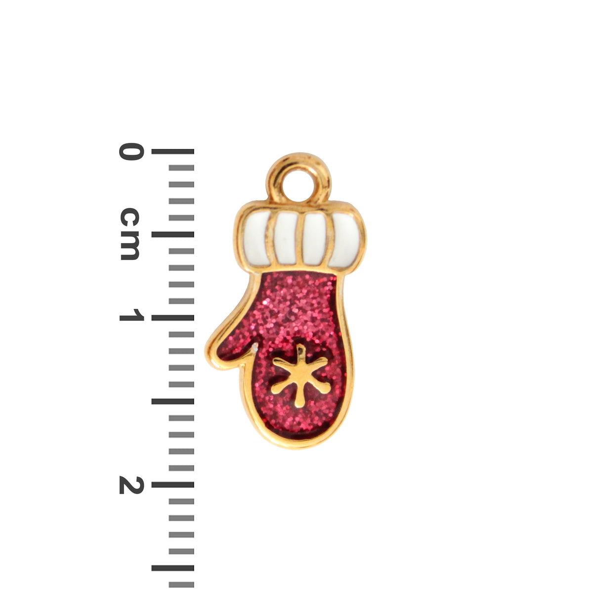 WINTER GLOVE with Snowflake / 18mm Charm / Gold 24K Plated Zamak / made in EU