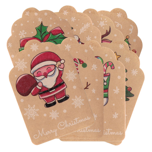 Merry Christmas Stickers / 10 Pack / 60mm x 40mm / peel and stick / various designs