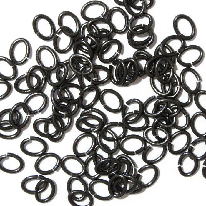 Black Finish Large Oval Jump Rings / 100 Pack / 3x5mm ID / 17