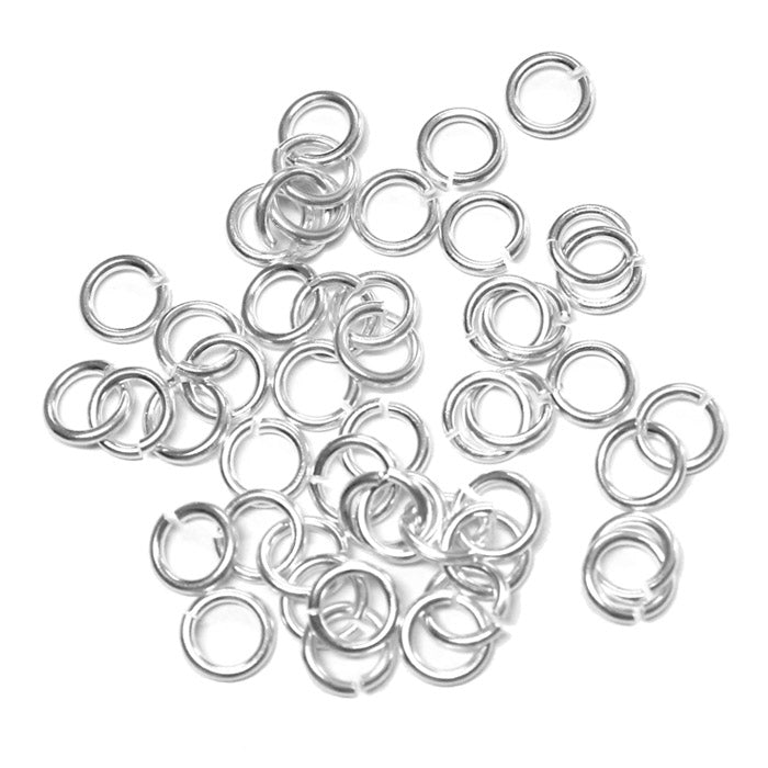 Silver Plate 5mm ID Round Jump Rings / 100 Pack / 16 Gauge Sawcut Open Plated Brass