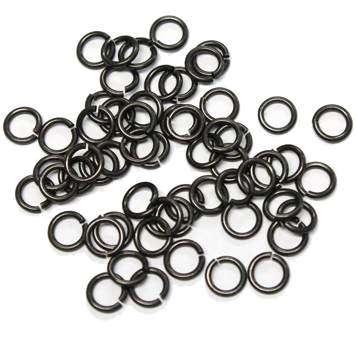 Black Finish 5mm ID Round Jump Rings / 100 Pack / 16 Gauge Sawcut Open Plated Brass