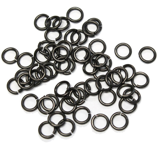 Black Finish 5mm ID Round Jump Rings / 100 Pack / 16 Gauge Sawcut Open Plated Brass