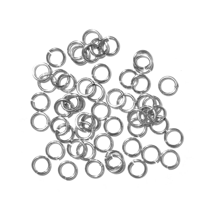 Bright Rhodium 4mm ID Round Jump Rings / 100 Pack / 20 Gauge Sawcut Open Plated Brass