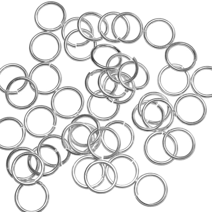 Silver Plate 8mm ID Round Jump Rings / 100 Pack / 18 Gauge Sawcut Open Plated Brass