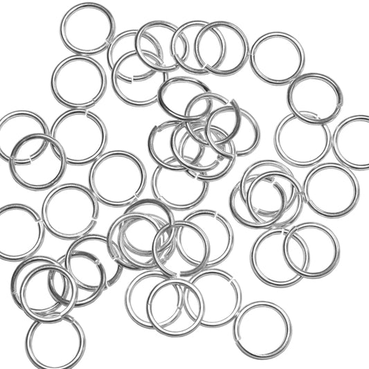 Silver Plate 8mm ID Round Jump Rings / 100 Pack / 18 Gauge Sawcut Open Plated Brass