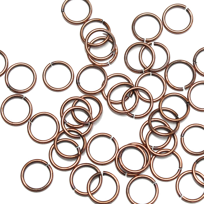 Antique Copper 8mm ID Round Jump Rings / 100 Pack / 18 Gauge Sawcut Open Plated Brass