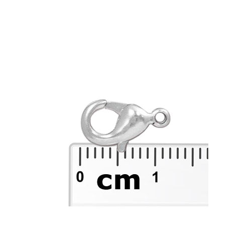 12mm Lobster Clasp  / 10 Pack /  plated zinc with a bright silver finish