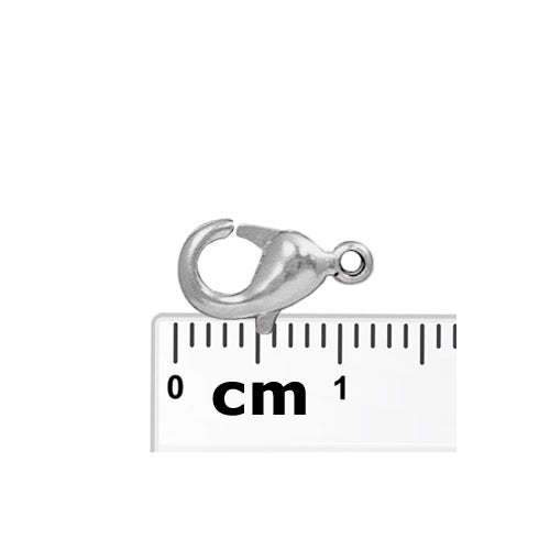 12mm Lobster Clasp  / 10 Pack /  plated zinc with a bright rhodium finish