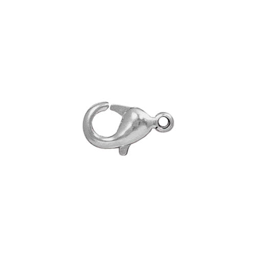 12mm Lobster Clasp  / 10 Pack /  plated zinc with a bright rhodium finish
