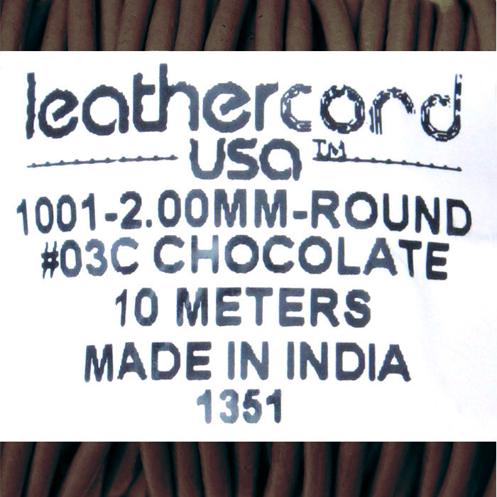 CHOCOLATE 2mm Round Leather Cord / 10m roll / Leathercord USA 03C / necklace bracelet lace cord