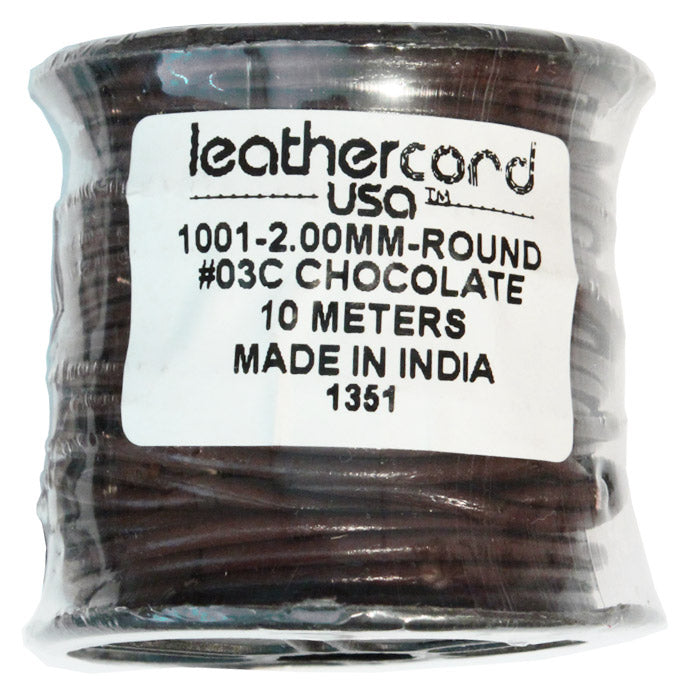 CHOCOLATE 2mm Round Leather Cord / 10m roll / Leathercord USA 03C / necklace bracelet lace cord