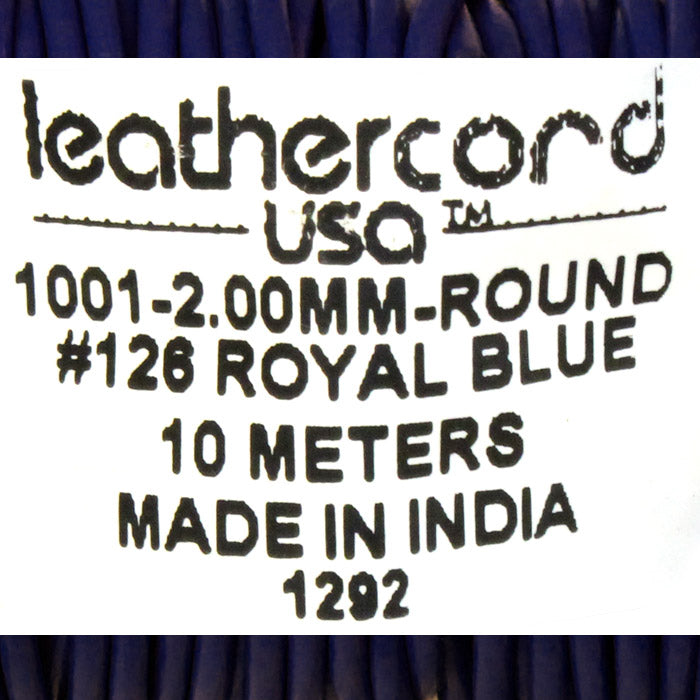 ROYAL BLUE 2mm Round Leather Cord / 10m roll / Leathercord USA 126 / necklace bracelet lace cord