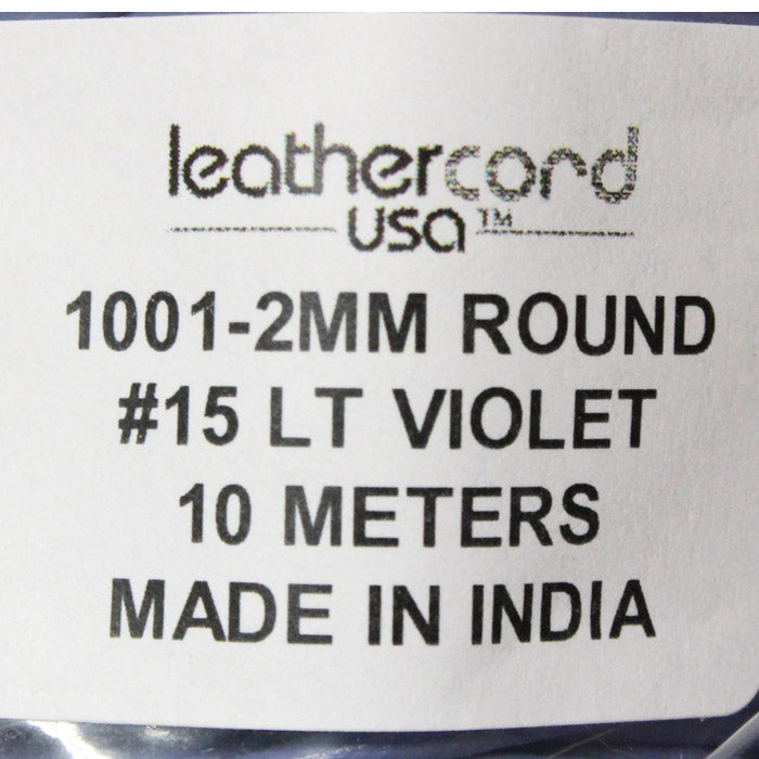 LIGHT VIOLET 2mm Round Leather Cord / 10m roll / Leathercord USA 15 / necklace bracelet lace cord