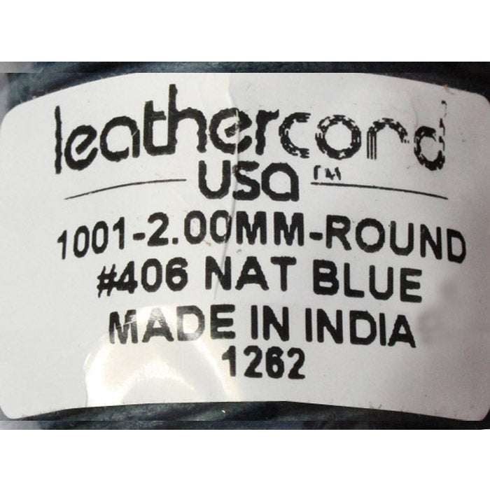 NATURAL BLUE 2mm Round Leather Cord / 10m roll / Leathercord USA 406 / necklace bracelet lace cord