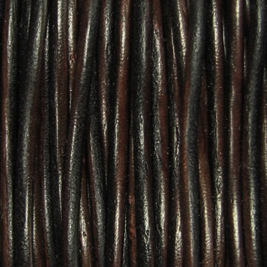 NATURAL DARK BROWN 2mm Round Leather Cord