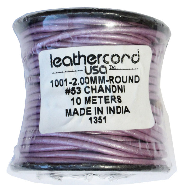 METALLIC CHANDNI 2mm Round Leather Cord / 10m roll / Leathercord USA 53 / necklace bracelet lace cord