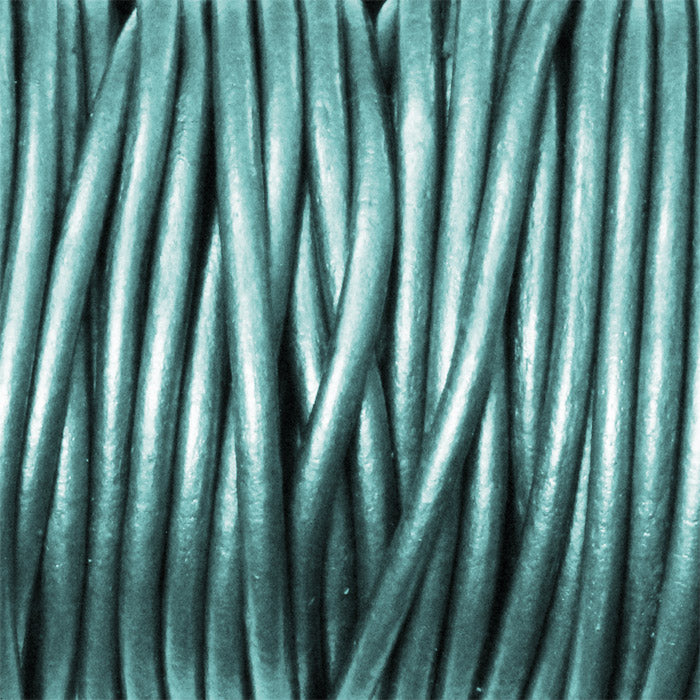 METALLIC TRULY TEAL 2mm Round Leather Cord